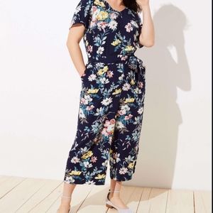 Floral short-sleeve jumpsuit